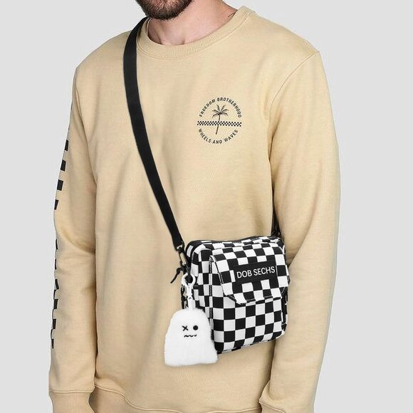 Women's Black White Small Cell Phone Purse Crossbody Wallet Single Shoulder Bag - Picture 7 of 9